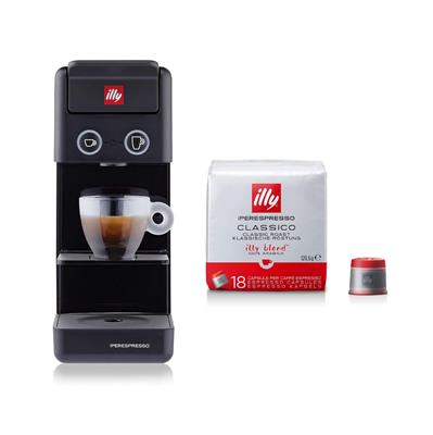 illy ILLY - Iperespresso Y3.3 Black capsule coffee machine + 108 CLASSIC Roasted Coffee Capsules